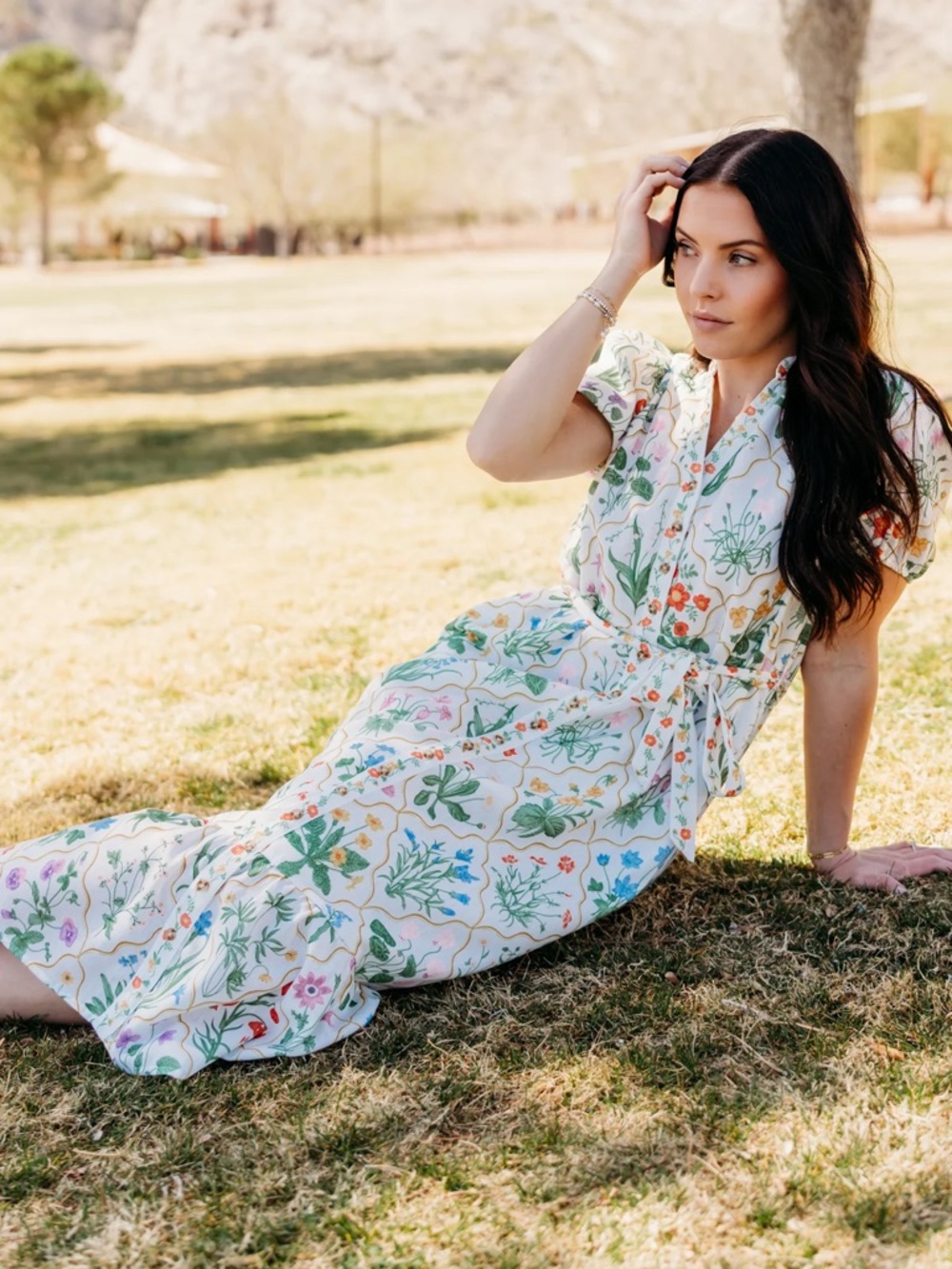 Polagram White Floral-Print Maxi Dress